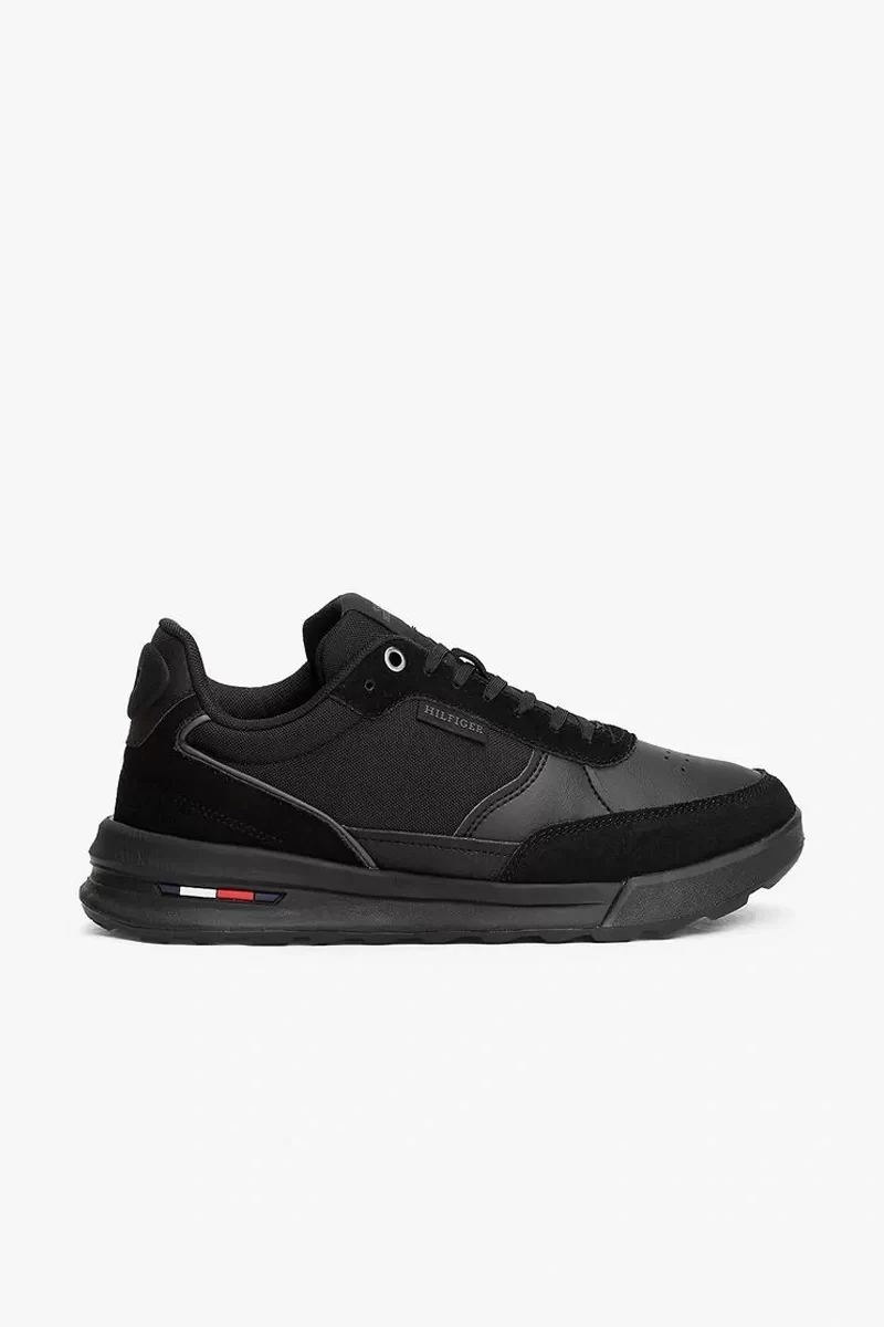 Tommy Hilfiger Erkek Deri Siyah Spor Sneaker
