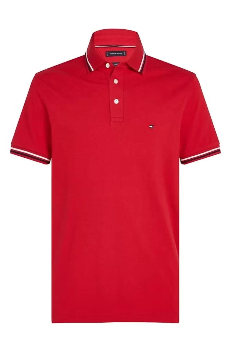 Tommy Hilfiger Erkek Kırmızı Polo Yaka Logolu T-Shirt