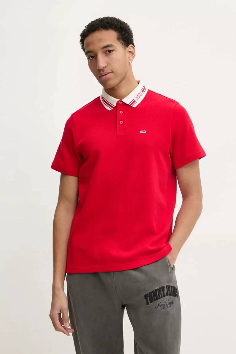 Tommy Hilfiger Erkek Kırmızı Regular Fit Polo Yaka T-Shirt