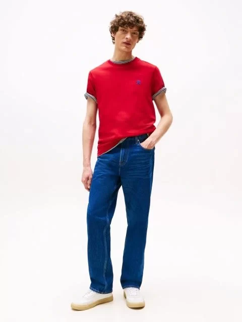 Tommy Hilfiger  Erkek  Kontrast  İşlemeli Monogramlı T-Shirt