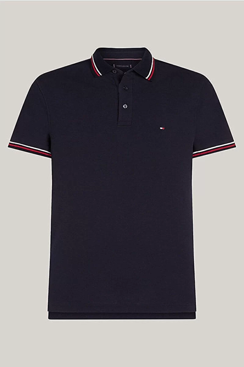 Tommy Hilfiger Erkek Lacivert Logo Kısa Kollu Polo T-Shirt