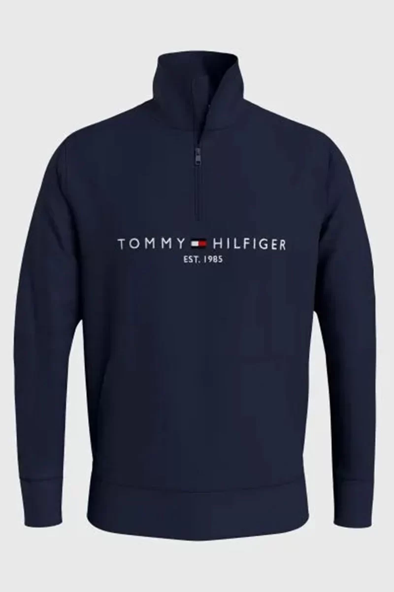 Tommy Hilfiger Erkek Lacivert Logolu Kazak