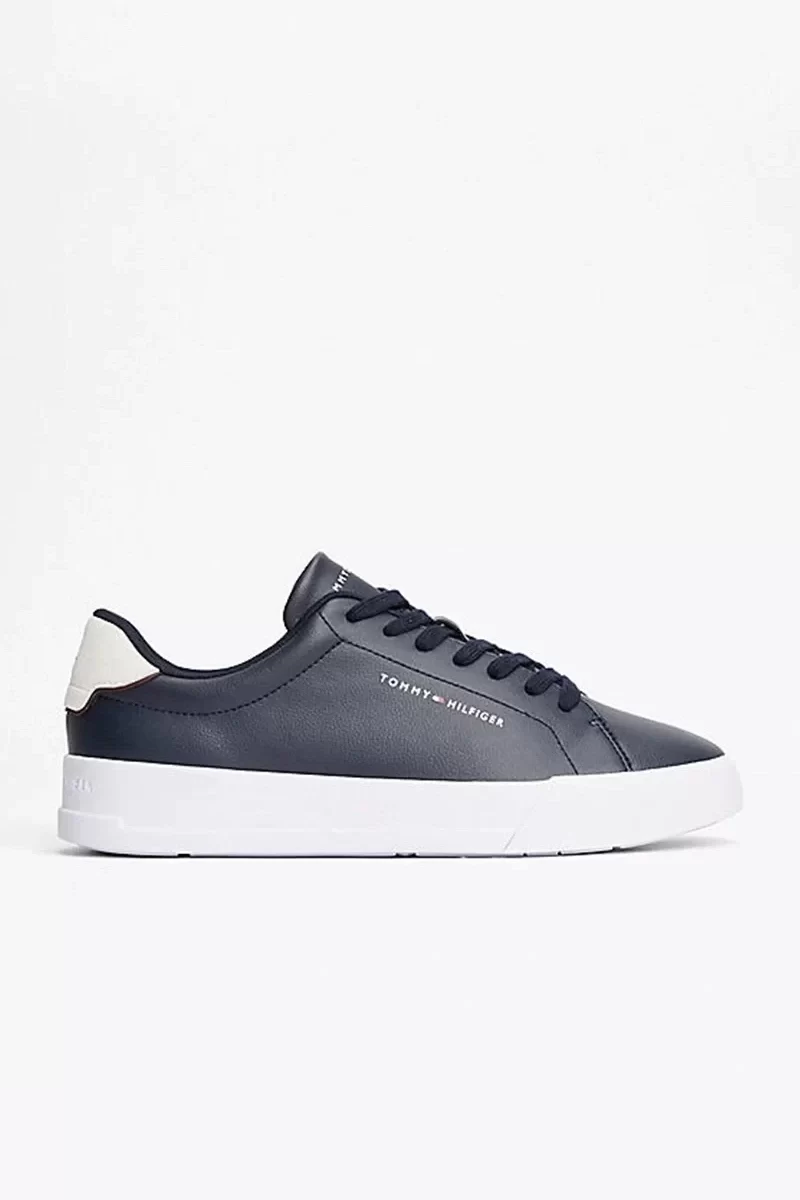 Tommy Hilfiger Erkek Lacivert Pebble Grain Court Sneaker