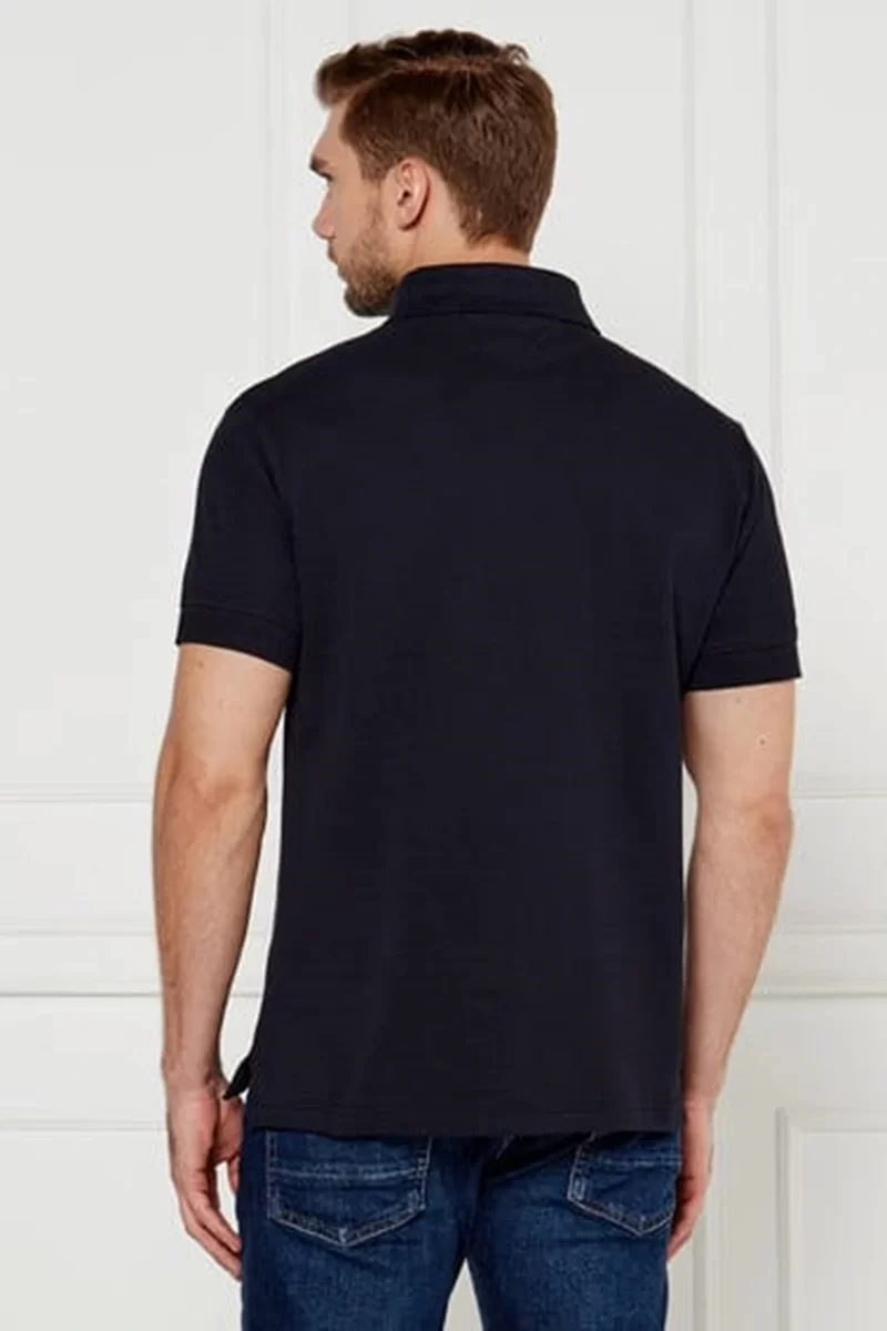 Tommy Hilfiger Erkek Lacivert Polo Yaka Şerit Logo T-Shirt