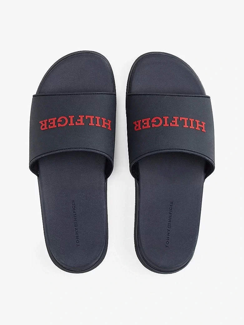 Tommy Hilfiger Erkek   Logolu Lacivert Terlik
