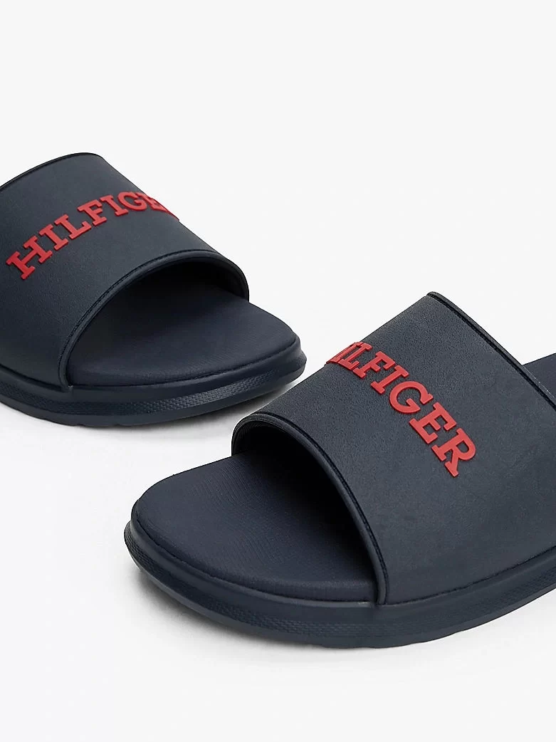 Tommy Hilfiger Erkek   Logolu Lacivert Terlik