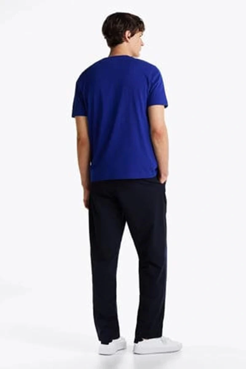 Tommy Hilfiger Erkek Mavi Logo Yuvarlak Yaka T-Shirt