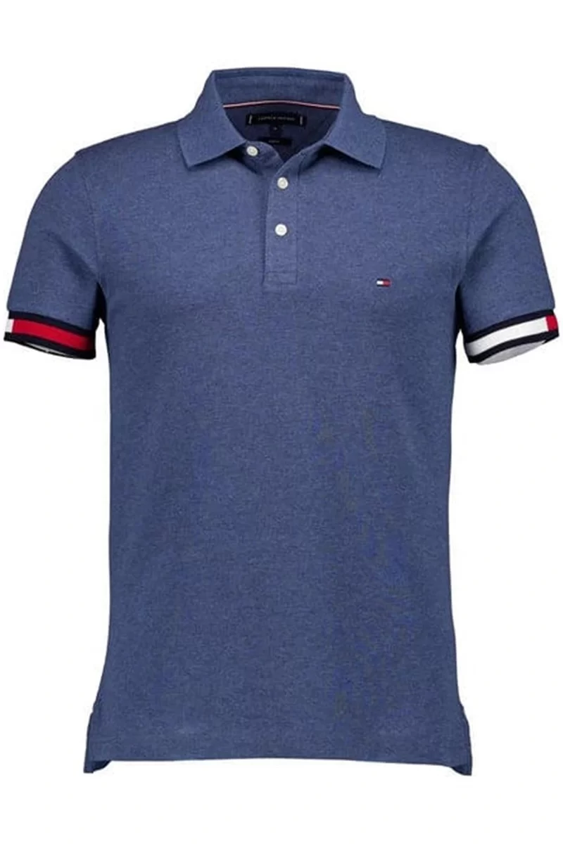 Tommy Hilfiger Erkek Mavi Slim Fit Polo Yaka T-Shirt