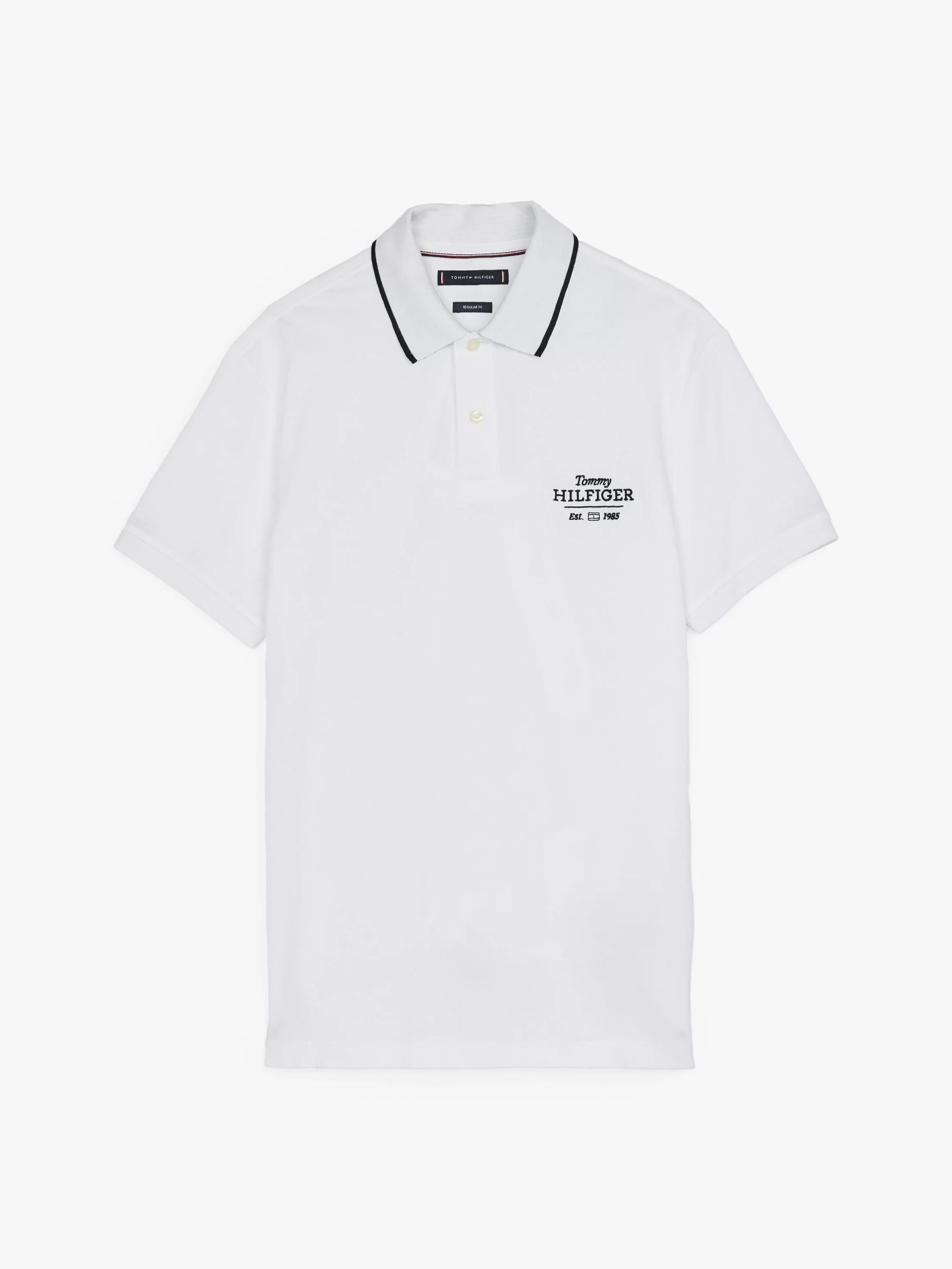 Tommy Hilfiger Erkek Nakışlı Logo Polo Yaka Beyaz T-shirt