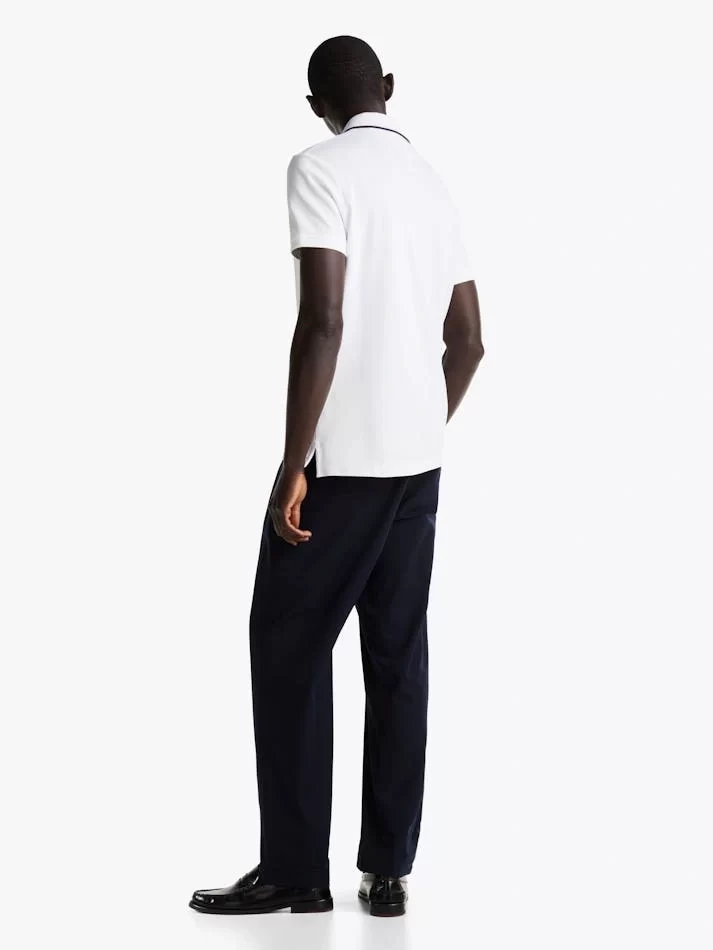Tommy Hilfiger Erkek Nakışlı Logo Polo Yaka Beyaz T-shirt