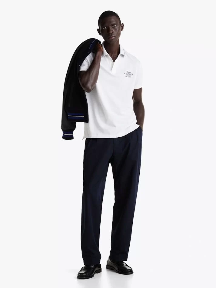 Tommy Hilfiger Erkek Nakışlı Logo Polo Yaka Beyaz T-shirt