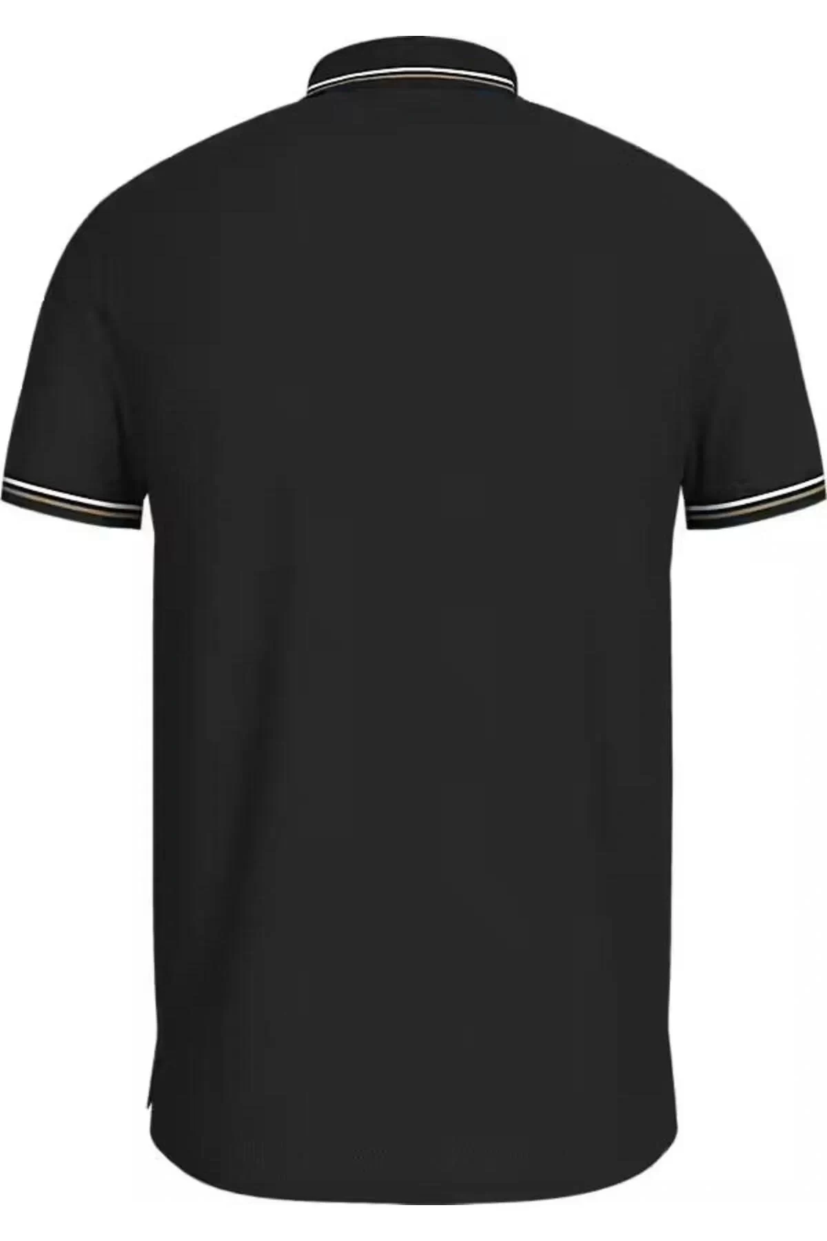 Tommy Hilfiger Erkek Siyah Logolu   Polo T-Shirt