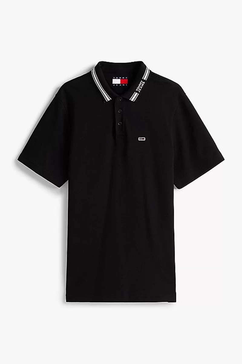 Tommy Hilfiger Erkek Siyah Regular Fit Polo Yaka T-Shirt