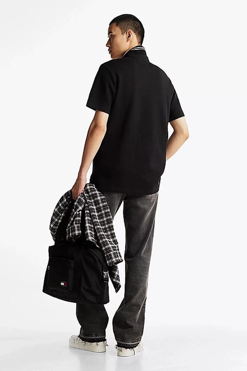 Tommy Hilfiger Erkek Siyah Regular Fit Polo Yaka T-Shirt