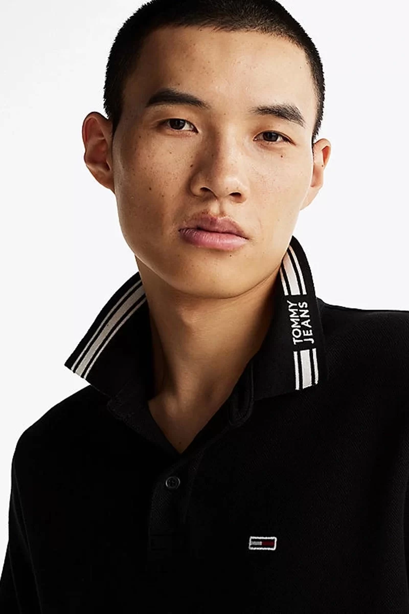 Tommy Hilfiger Erkek Siyah Regular Fit Polo Yaka T-Shirt