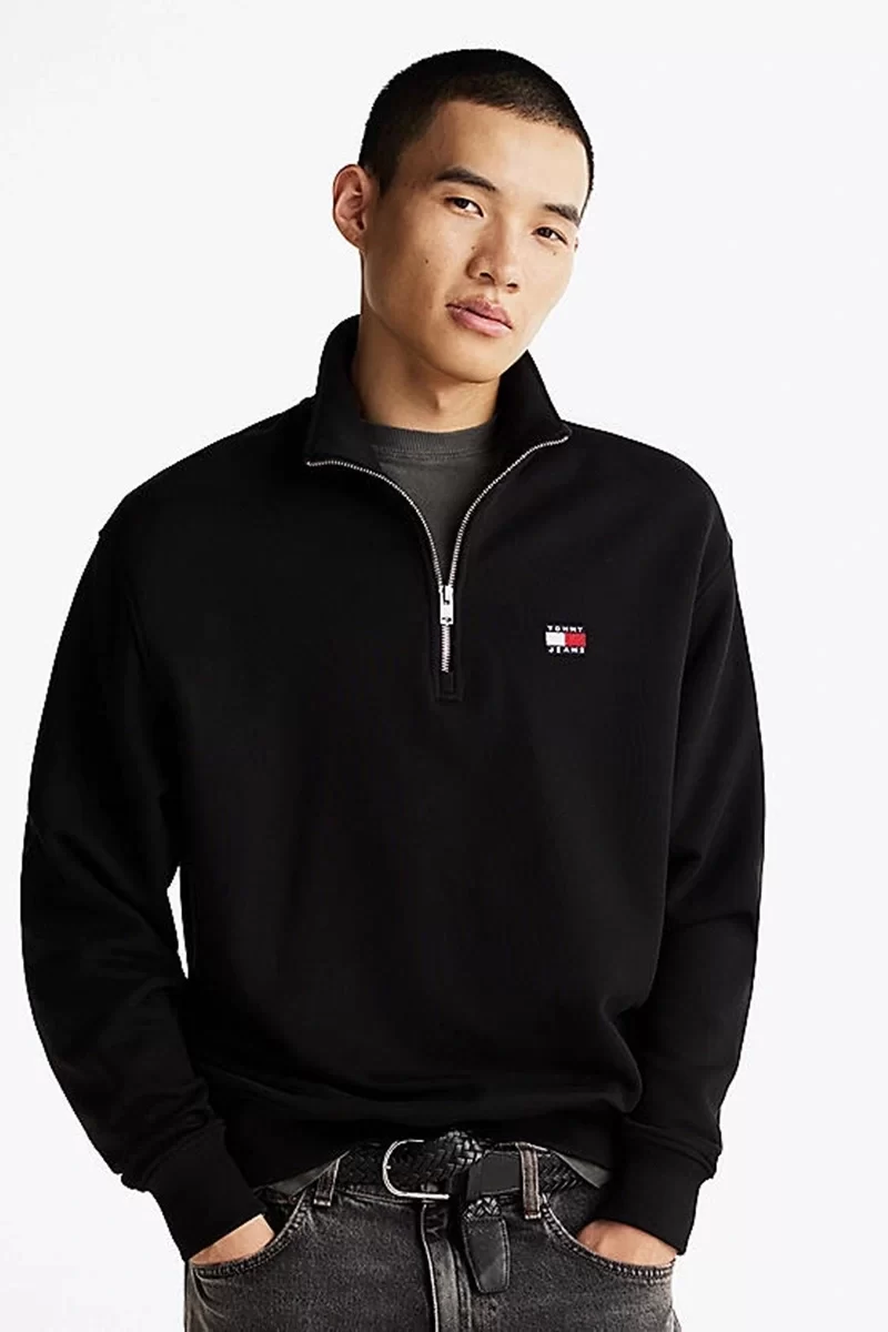 Tommy  Jeans  Erkek Siyah Tjm Rlx  Fermuarlı   Sweatshirt