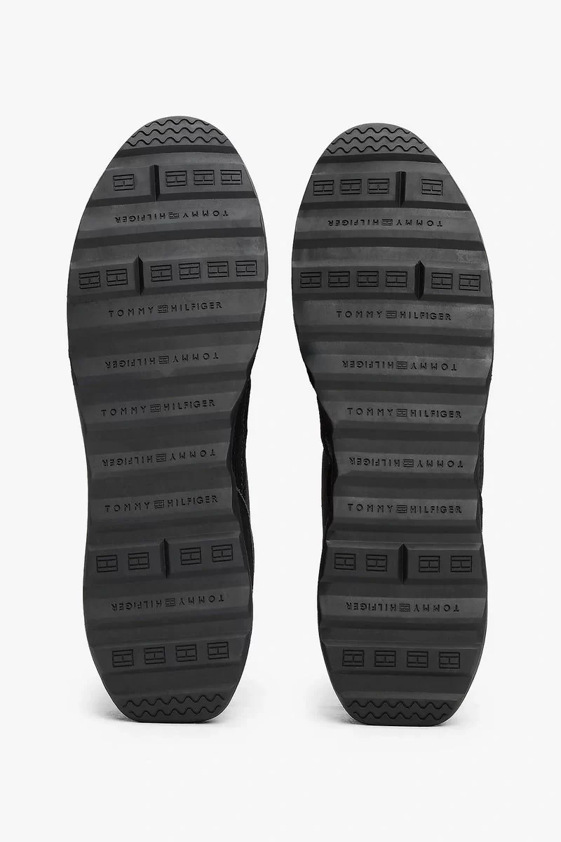 Tommy Hilfiger Erkek Deri Siyah Spor Sneaker