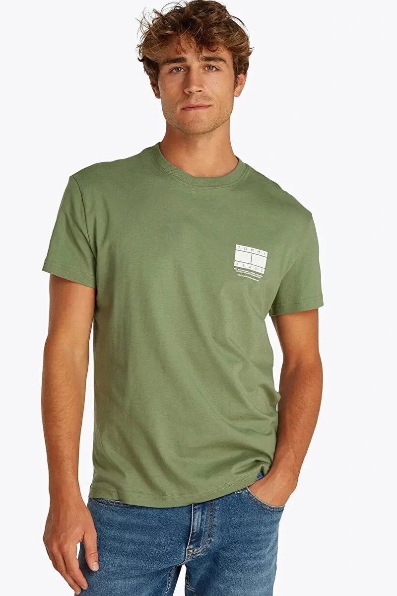 Tommy  Hilfiger Erkek  Yeşil Logolu T-Shirt