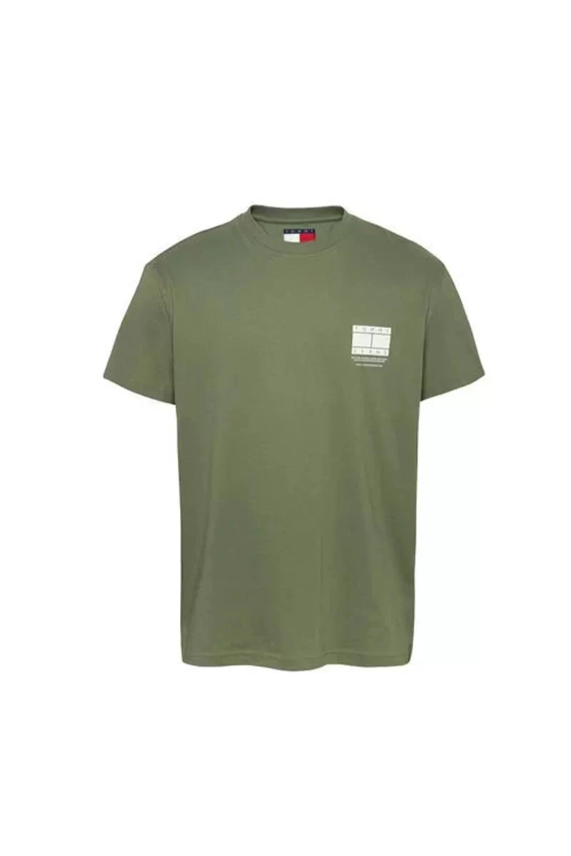 Tommy  Hilfiger Erkek  Yeşil Logolu T-Shirt