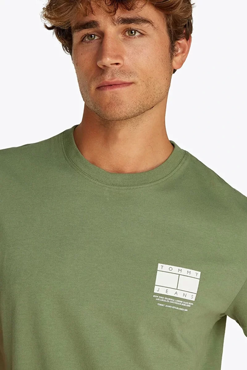 Tommy  Hilfiger Erkek  Yeşil Logolu T-Shirt