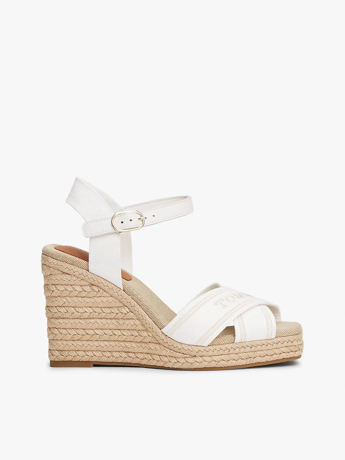 Tommy Hilfiger Kadın Bej Yüksek Topuklu Espadril Sandalet