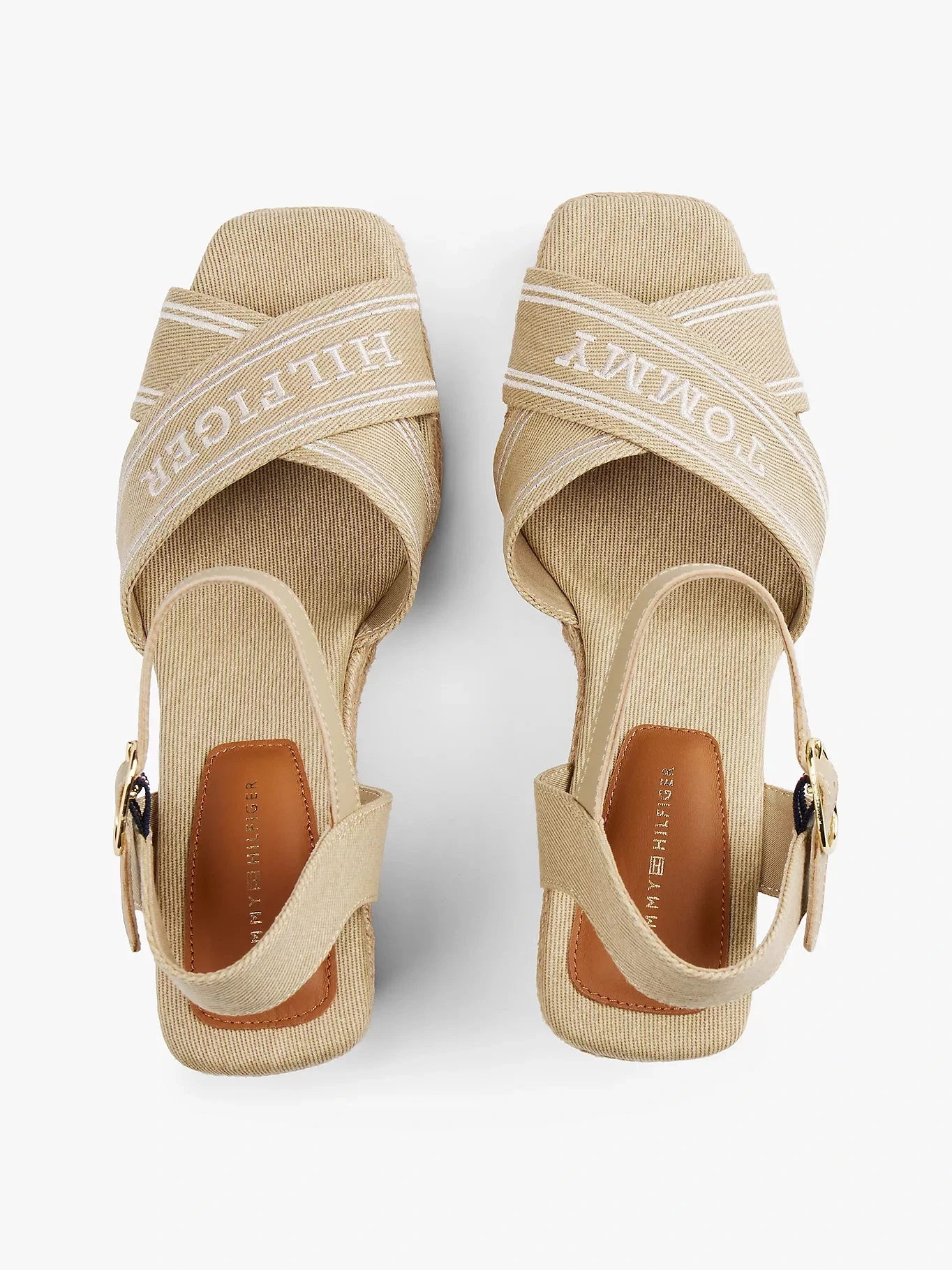 Tommy Hilfiger Kadın Hasır Topuklu Bej Espadril Sandalet