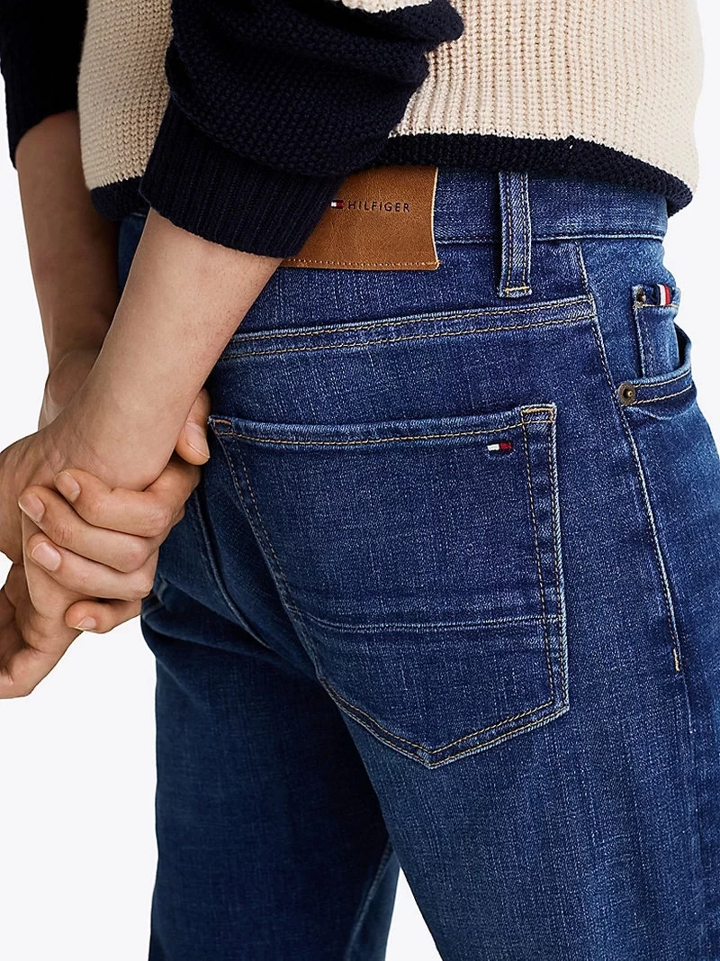 Tommy Hilfiger Erkek  Flex Bleecker  Slim  Mavi Kot Pantolon
