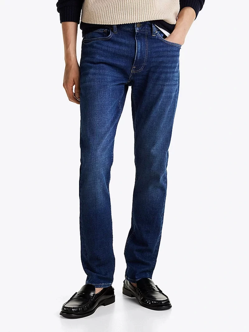 Tommy Hilfiger Erkek  Flex Bleecker  Slim  Mavi Kot Pantolon