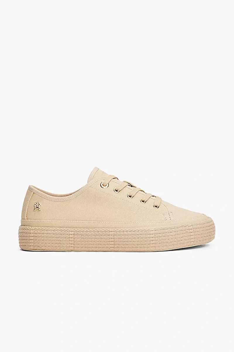 Tommy Hilfiger Kadın Bej Vulkanize Tabanlı Espadril Sneaker