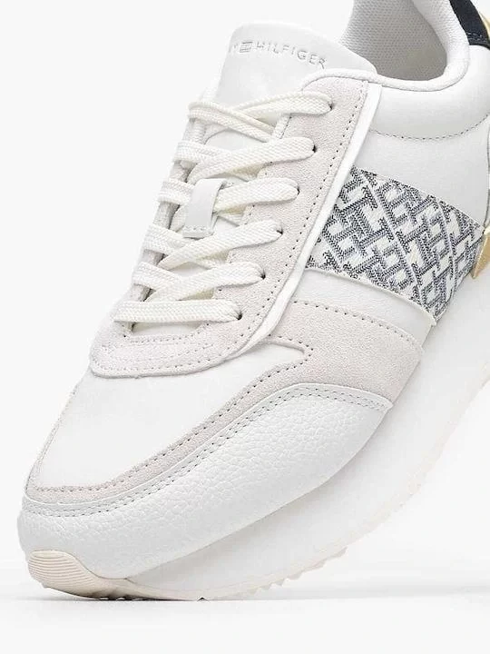 Tommy Hilfiger Kadın TH Monogram Logolu Beyaz Sneaker