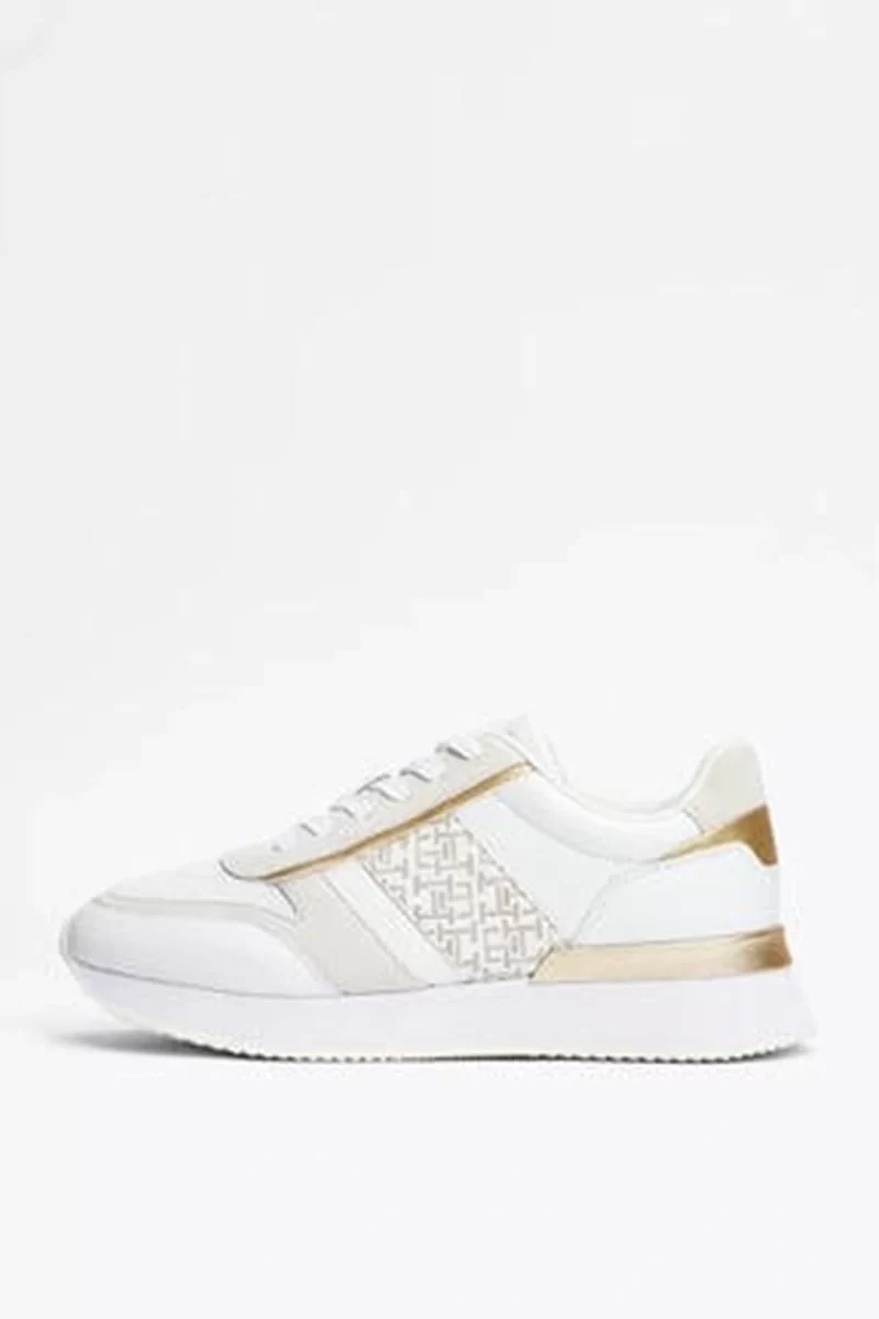 Tommy Hilfiger Kadın Beyaz TH Monogram Logolu Sneaker
