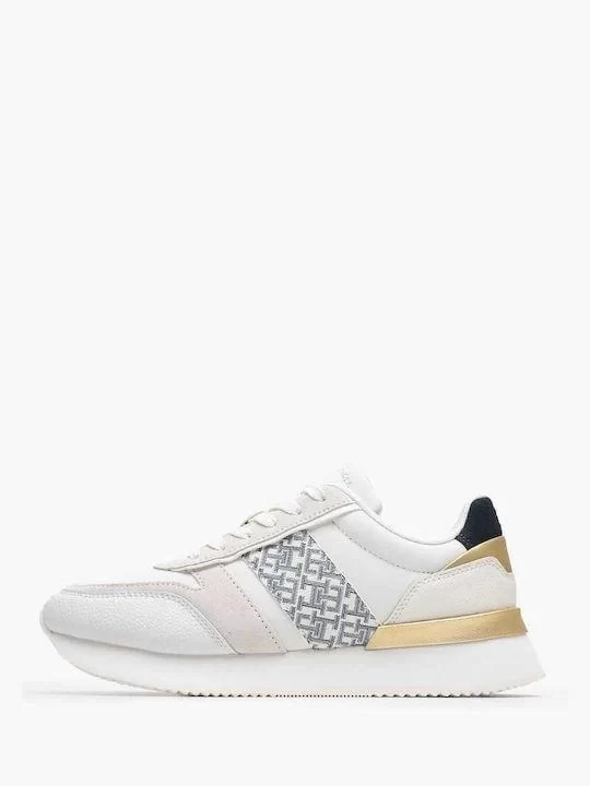Tommy Hilfiger Kadın TH Monogram Logolu Beyaz Sneaker