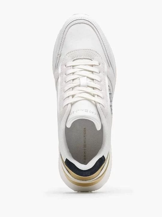 Tommy Hilfiger Kadın TH Monogram Logolu Beyaz Sneaker