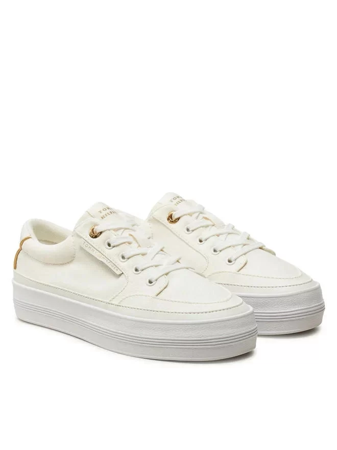Tommy Hilfiger Kadın Ekru Essential Platform Taban Sneaker