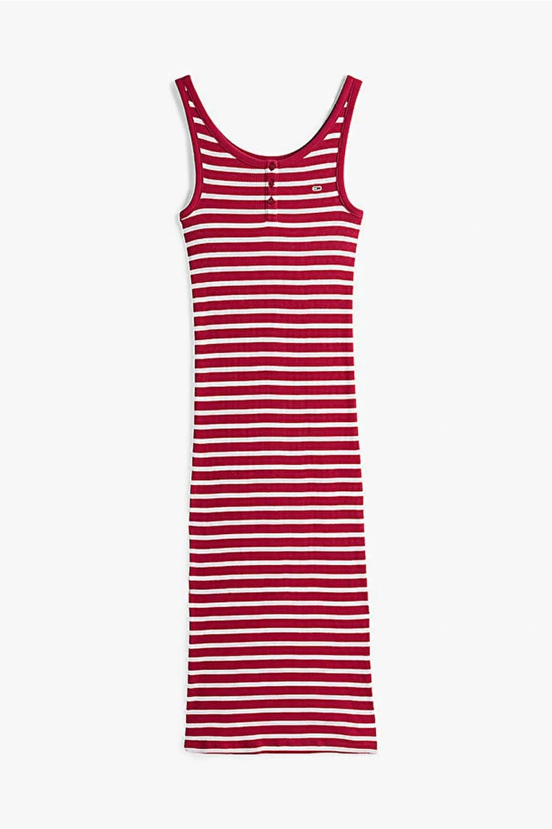 Tommy Hilfiger Kadın Kaburgalı Midi Dar Vücuda Oturan Elbise