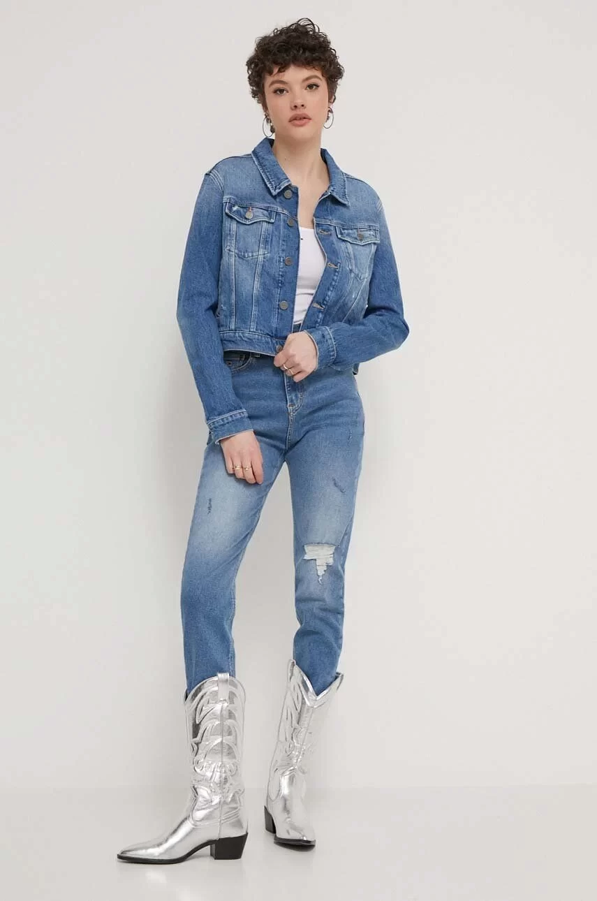 Tommy Hilfiger Kadın Kemerli Fermualı Kot Ceket
