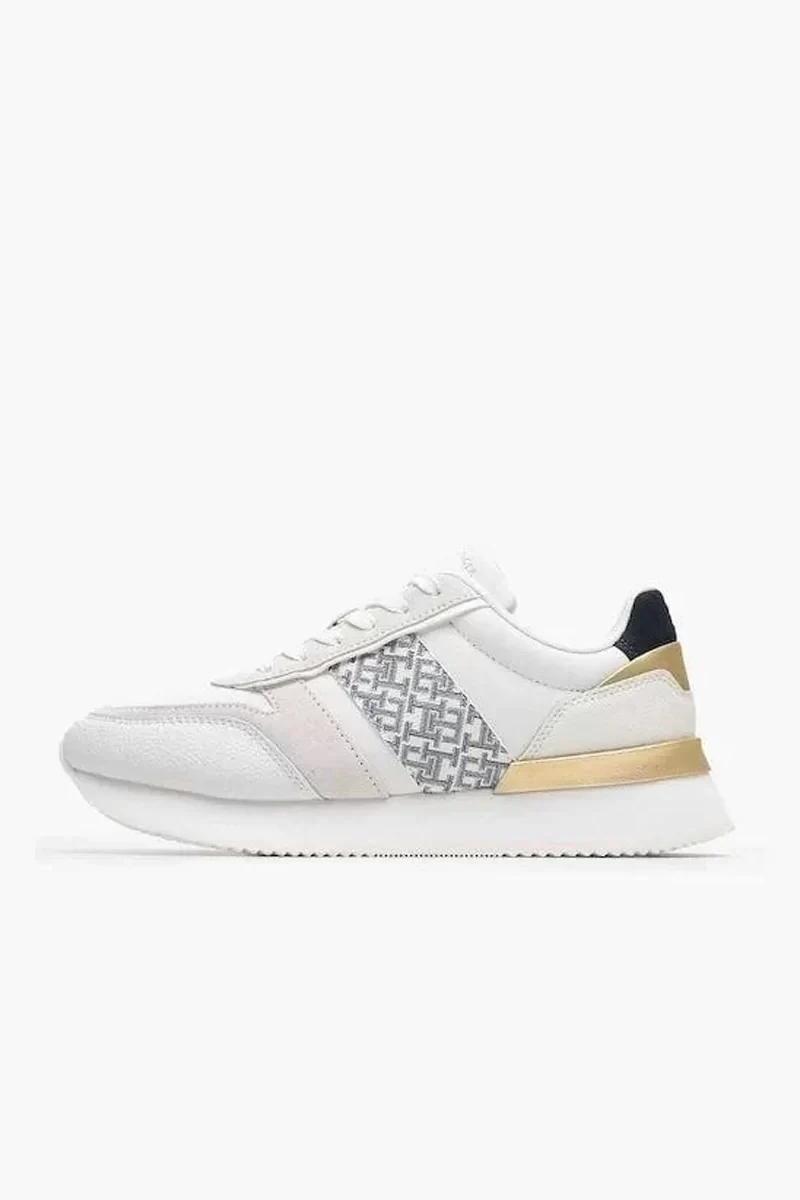 Tommy Hilfiger Kadın TH Monogram Logolu Beyaz Sneaker