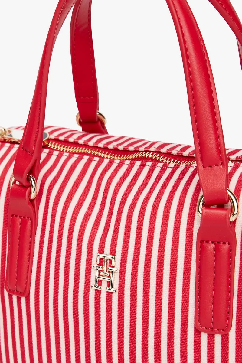 Tommy Hilfiger Kadın Kanvas Tote Kırmızı Çizgili Çanta