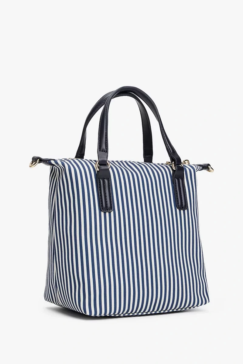 Tommy Hilfiger Kadın Kanvas Tote Mavi Çizgili Çanta