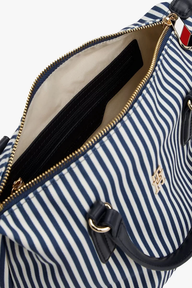 Tommy Hilfiger Kadın Kanvas Tote Mavi Çizgili Çanta
