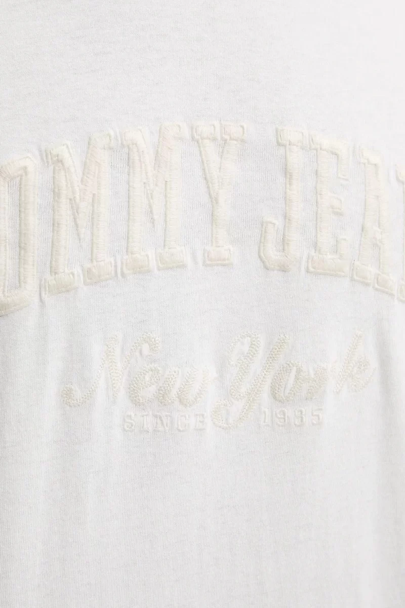 Tommy Hilfiger Logolu Erkek Beyaz T-Shirt