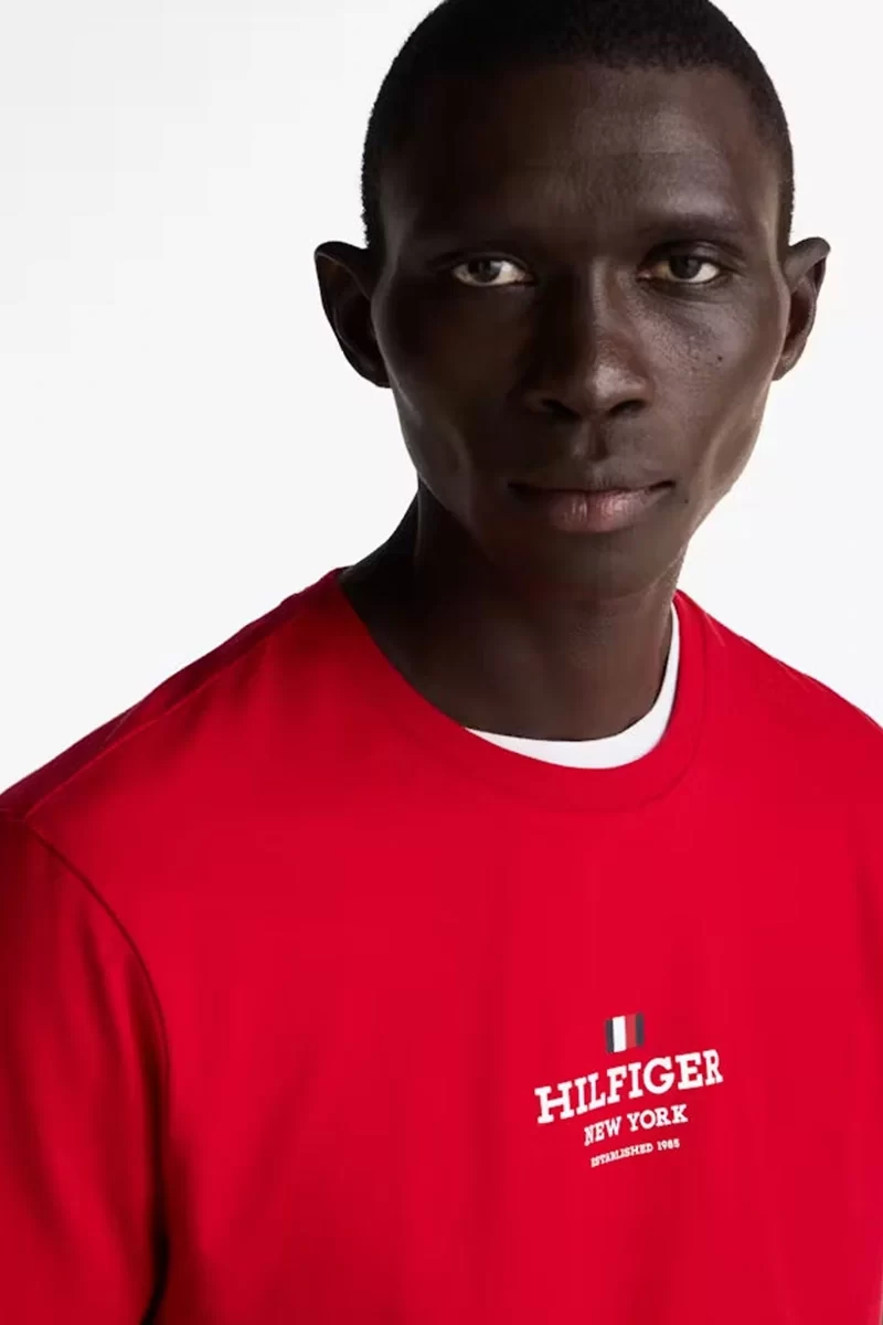Tommy Hilfiger Logolu Erkek Kırmızı T-Shirt