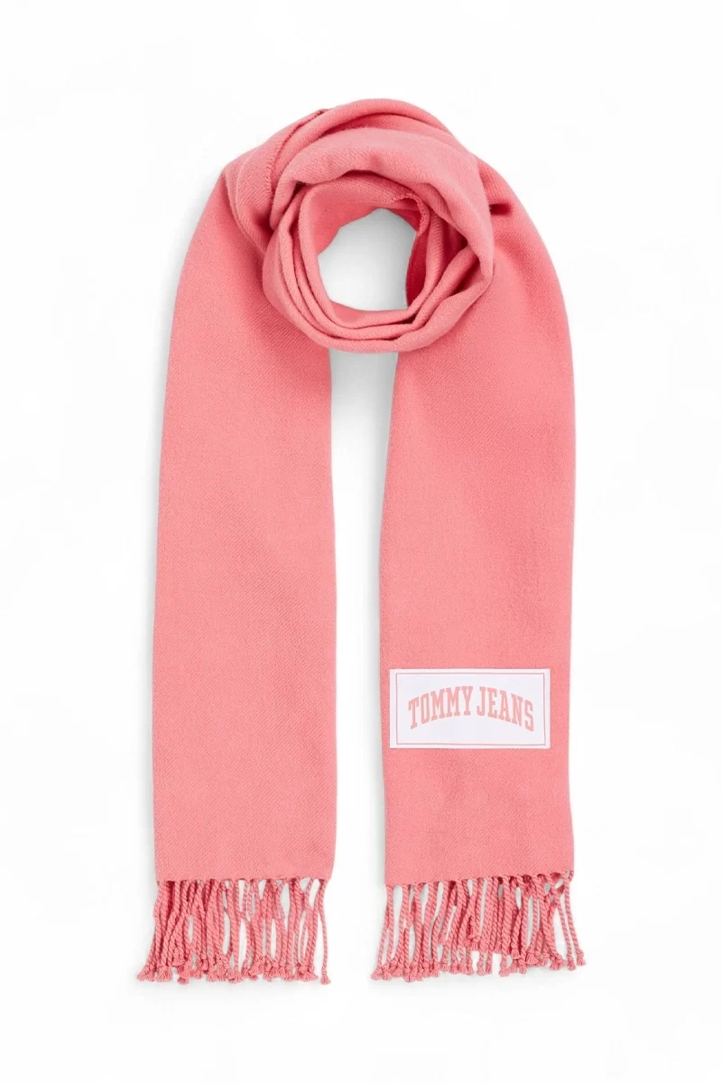 Tommy Hilfiger Logolu Kadın Pembe Atkı