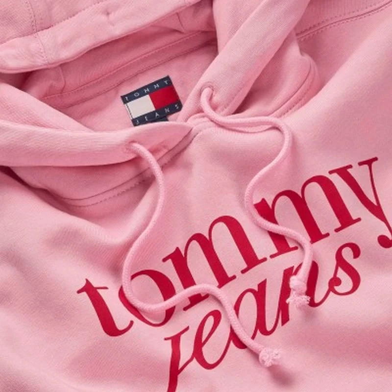 Tommy Jeans Kadın  Örme Logolu Pembe Sweatshirt
