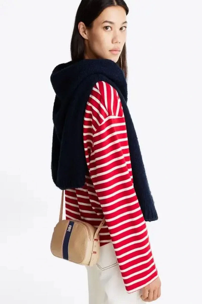 Tommy Hilfiger Kadın Bej Dokulu Kamera Çantası