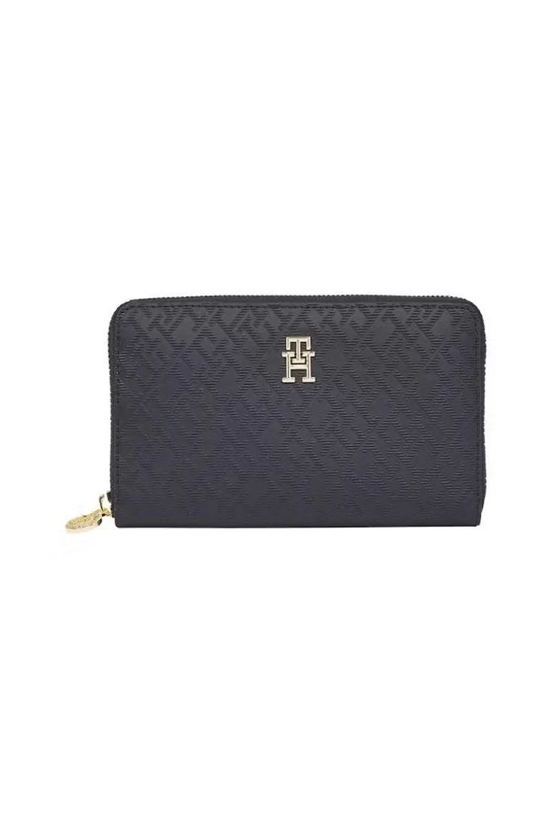 Tommy Hilfiger Monogram Lacivert Fermuarlı Kadın Cüzdan