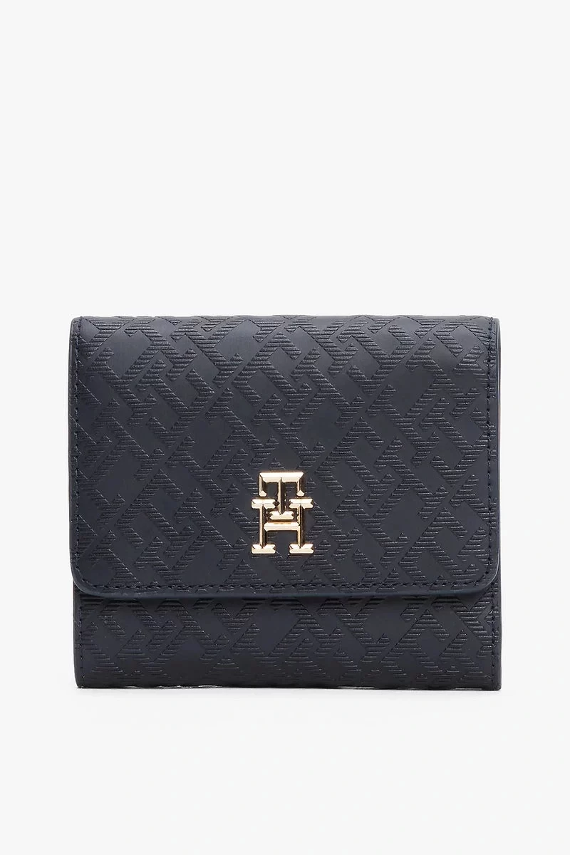 Tommy Hilfiger Kadın Monogram Üç Katlı Lacivert Cüzdan