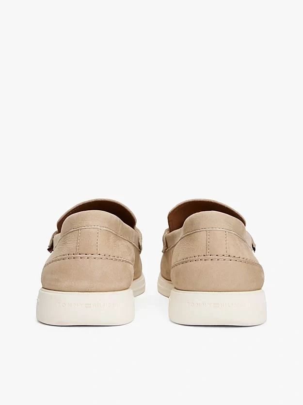 Tommy Hilfiger  Erkek  Bej Deri Logolu  Loafer