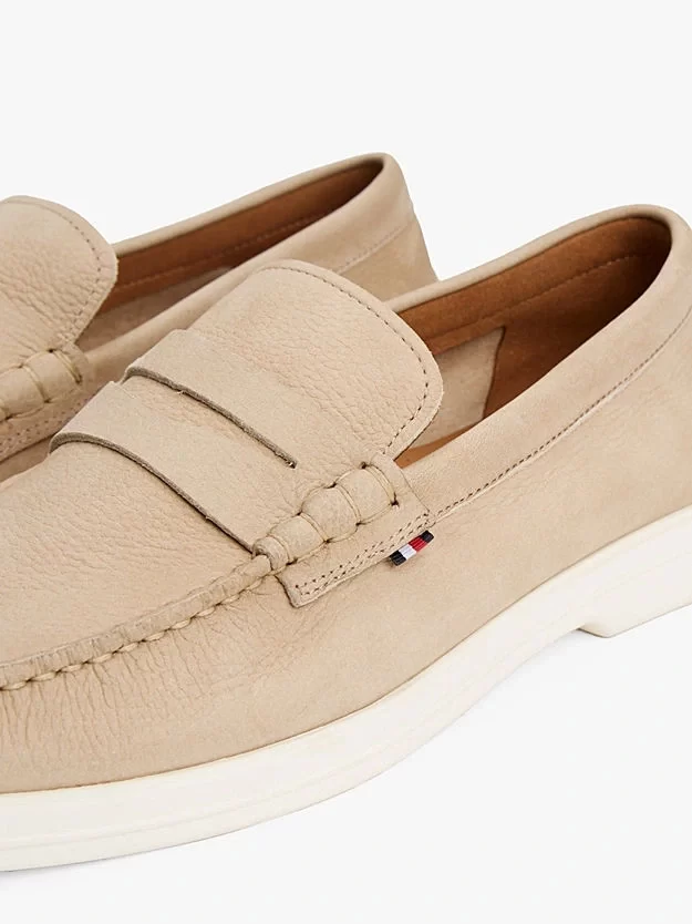 Tommy Hilfiger  Erkek  Bej Deri Logolu  Loafer
