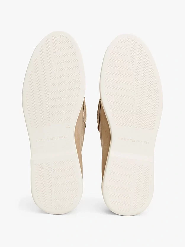 Tommy Hilfiger  Erkek  Bej Deri Logolu  Loafer